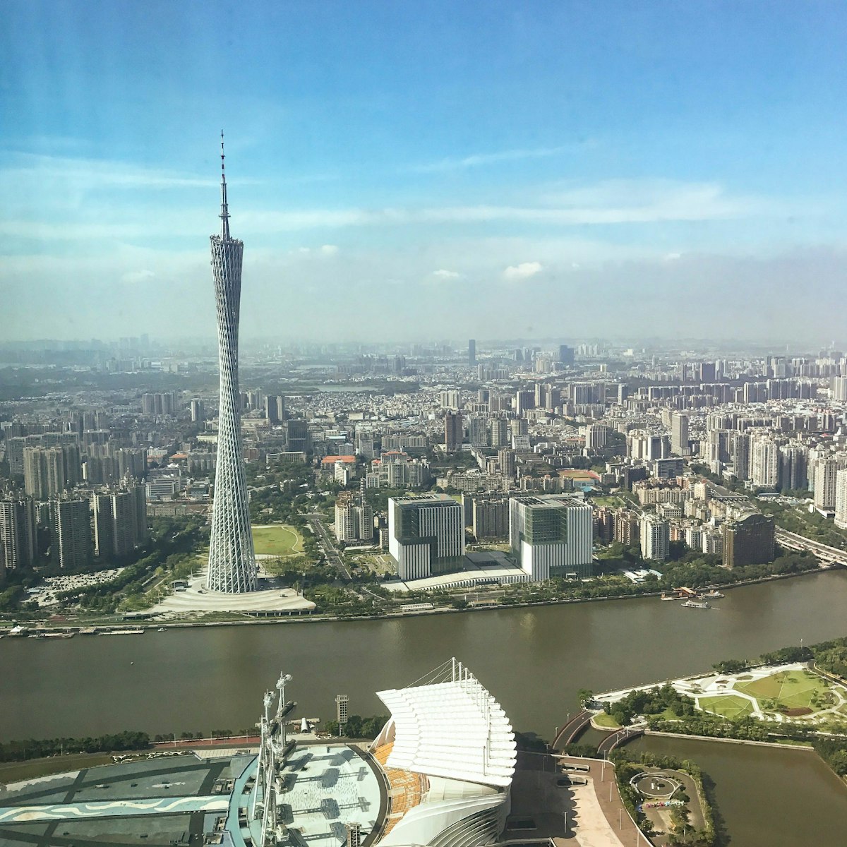 The Canton Tower as seen from the Four Seasons Hotel, IFC.