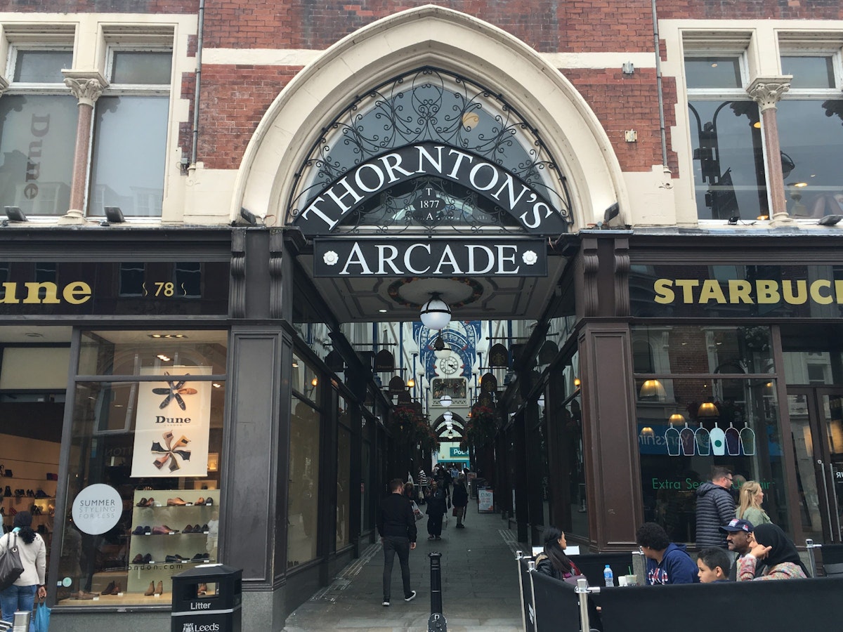 Thornton's Arcade entraceway off Briggate