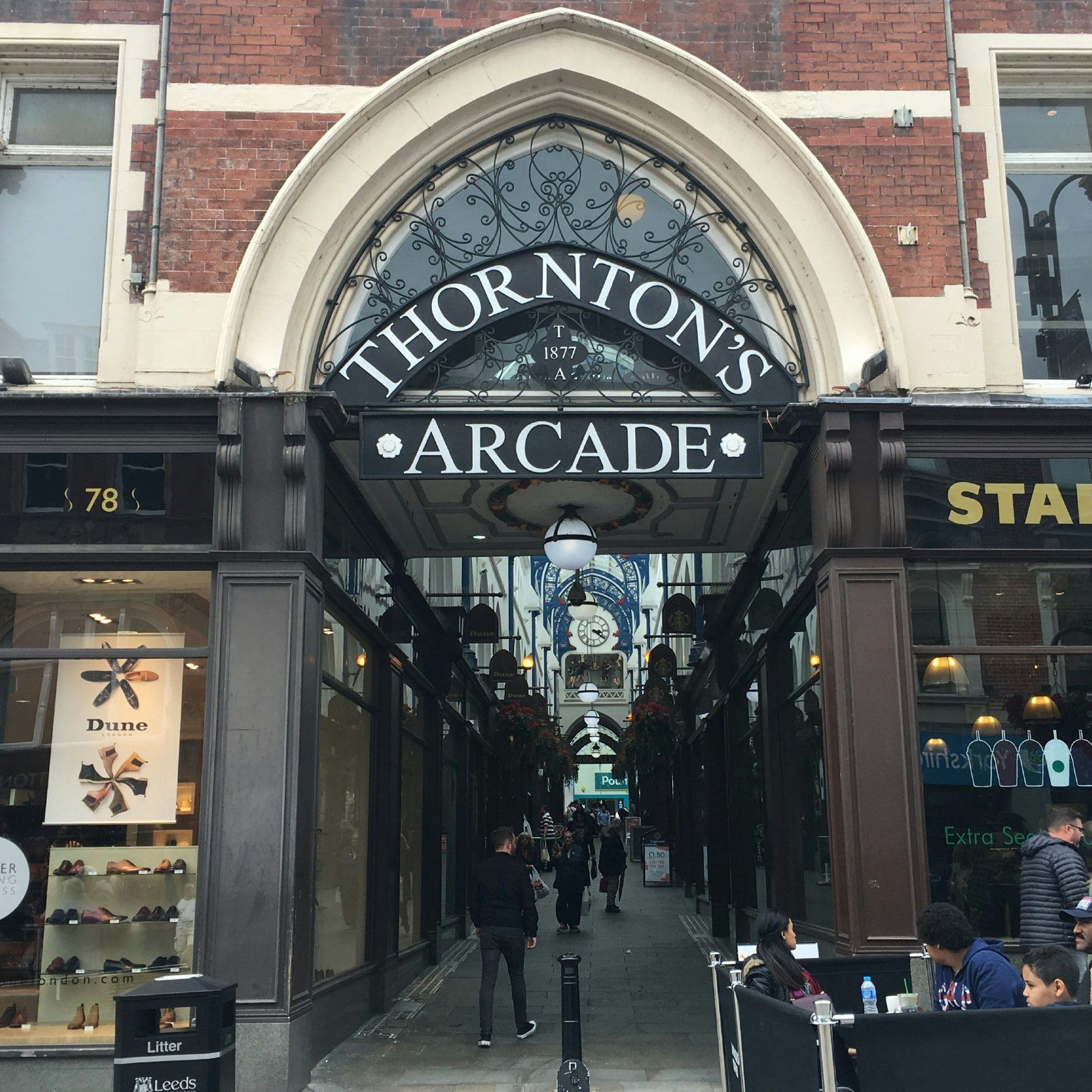 Thornton's Arcade entraceway off Briggate