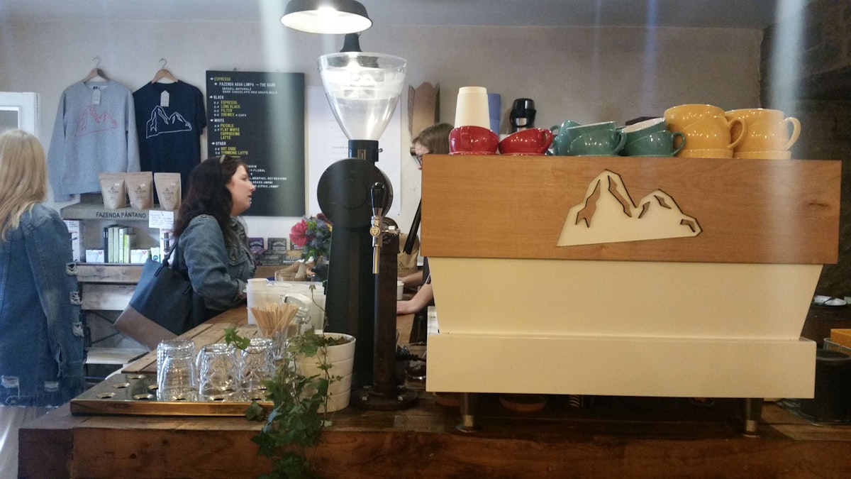 The formidable coffee machine at Cairngorm Coffee