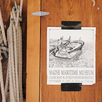 BATH, ME - MARCH 18: A flyer for a past event is seen Friday, March 18, 2016 at the Maine Maritime Museum boat shop in Bath, Maine. (Photo by Joel Page/Portland Press Herald via Getty Images)