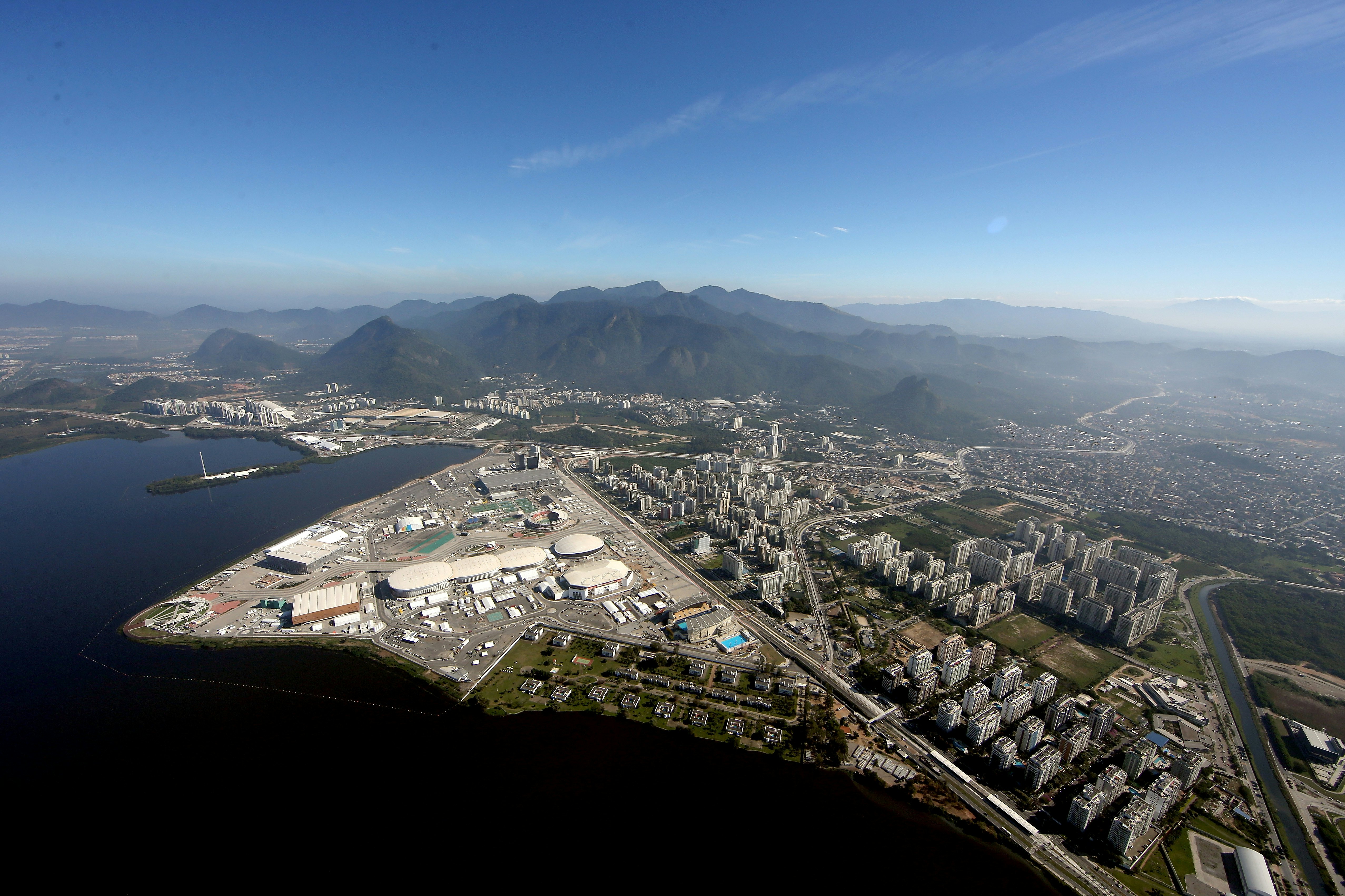 RIO DE JANEIRO, BRAZIL - JULY 04:  Work continues at Olympic Park in preparation for the 2016 Olympic Games on July 4, 2016 in Rio de Janeiro, Brazil.  (Photo by Matthew Stockman/Getty Images)