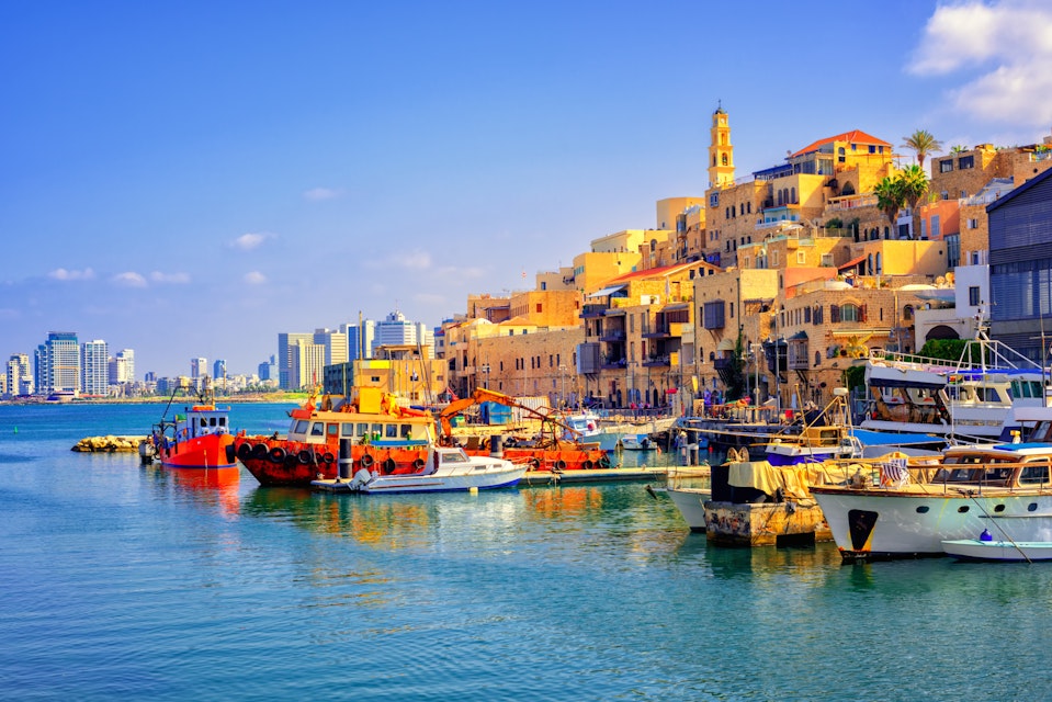 Old town and port of Jaffa and modern skyline of Tel Aviv city, Israel; Shutterstock ID 510846877; Your name (First / Last): Lauren Keith; GL account no.: 65050; Netsuite department name: Online Editorial; Full Product or Project name including edition: Israel Update 2017