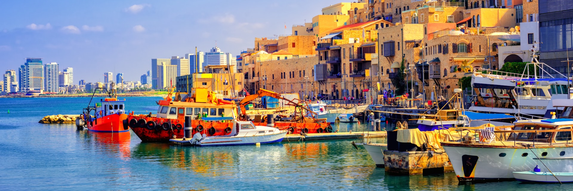 Old town and port of Jaffa and modern skyline of Tel Aviv city, Israel; Shutterstock ID 510846877; Your name (First / Last): Lauren Keith; GL account no.: 65050; Netsuite department name: Online Editorial; Full Product or Project name including edition: Israel Update 2017