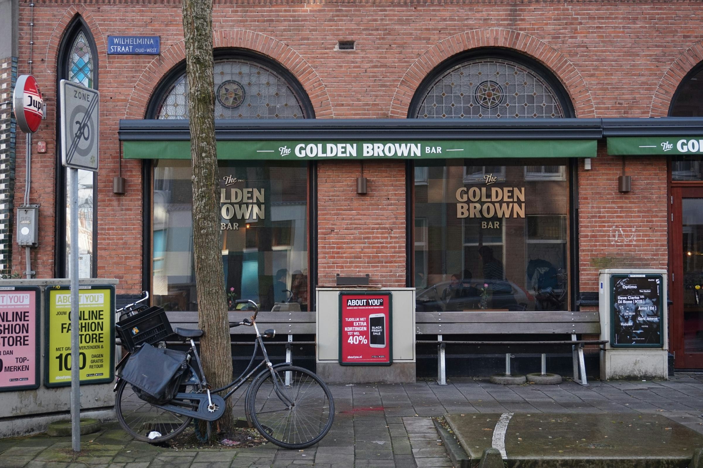 Quench your thirst with a beer at the hip Golden Brown Bar, Amsterdam
