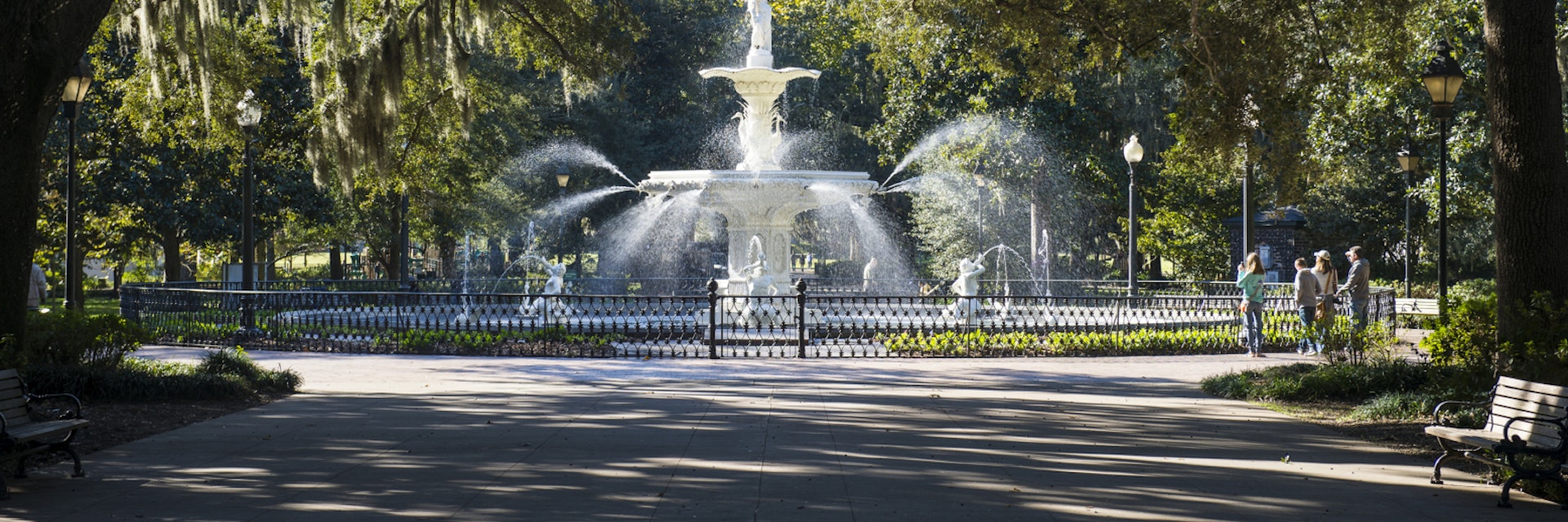 Forsyth Park with the Forsyth fountain, Savannah, Georgia, United States of America, North America