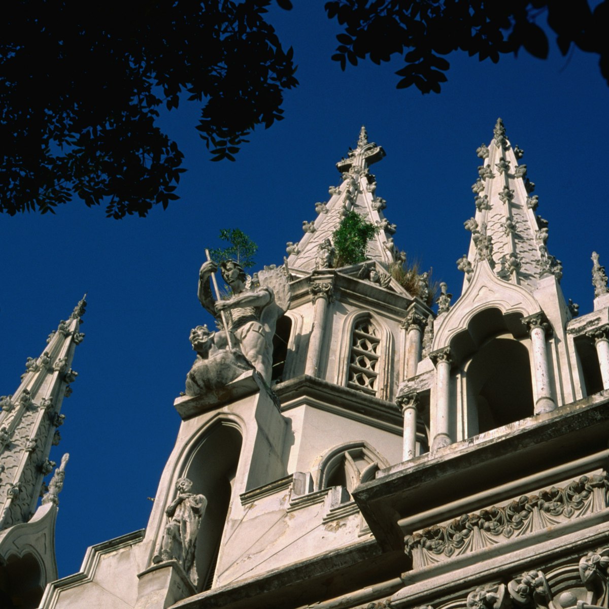 Oblique view of the facade and spires of the Santa Capilla in the old town of Caracas. This Neo-Gothic chapel was commenced in 1883 and was modelled on Sainte Chapelle of Paris.