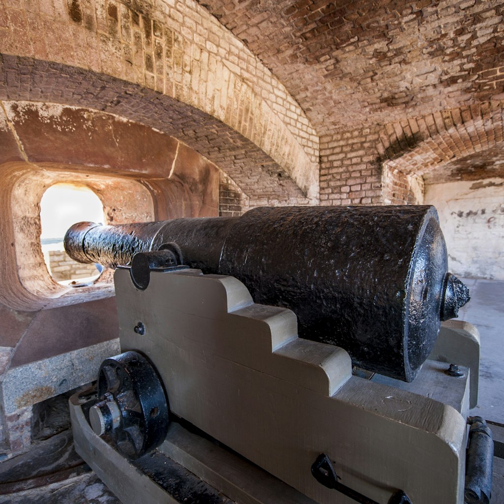 Cannon battery at Historic Fort Sumter National Monument, Charleston, South Carolina, United States of America, North America