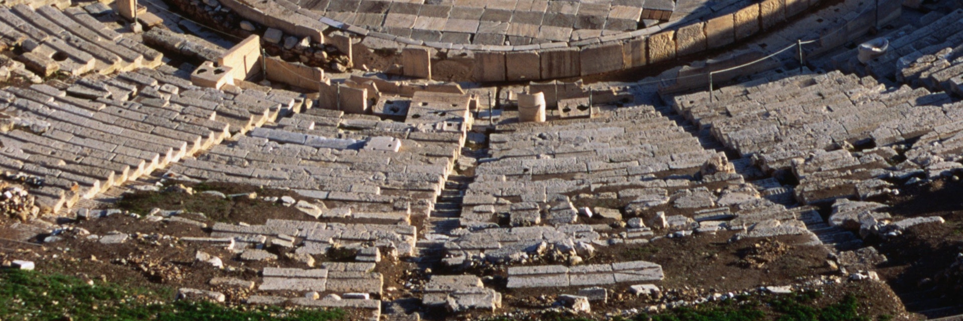 Theatre of Dionysos, showing its architectural evolution and transformation from the fifth century B.C. through the Roman Imperial period, on the south slope of the Acropolis, Athens.