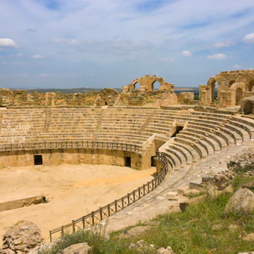 Roman ruins of amphitheatre at Uthina, Tunisia