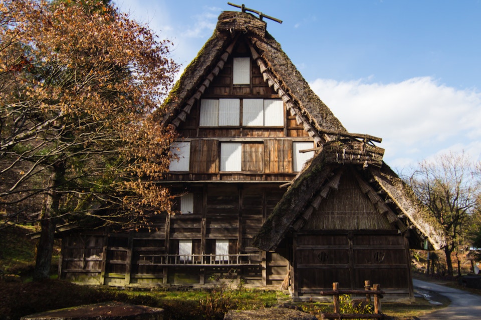Traditional gassho sukuri farmhouses, similar to those in Shirakawago, at Hida Folk Village open air museum in Takayama, Japan. ; Shutterstock ID 371809138; Your name (First / Last): Laura Crawford; GL account no.: 65050; Netsuite department name: Online Editorial; Full Product or Project name including edition: BiA: Takayama, south of Tokyo POI images for online
