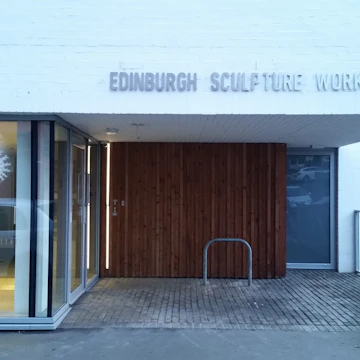 Outside the entrance to Edinburgh Sculpture Workshop