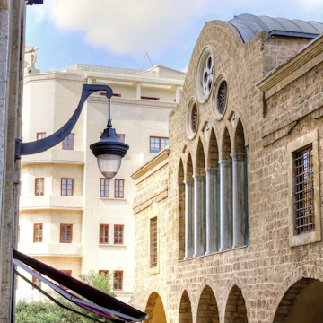 The Saint George Greek Orthodox Church, in Beirut Lebanon. A view of the Downtown city Centre, the cathedral and some picturesque local architecture in beautiful Beirut.; Shutterstock ID 151525970