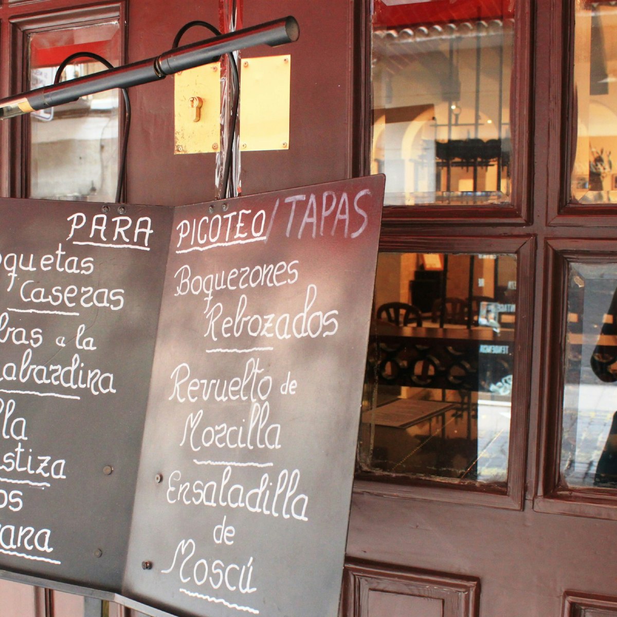 A close-up of the tapas menu at Casa Perico.