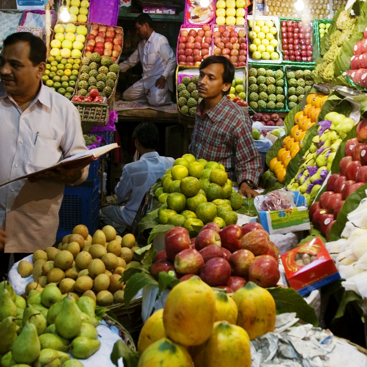 Fruit vendor inside Crawford Market.