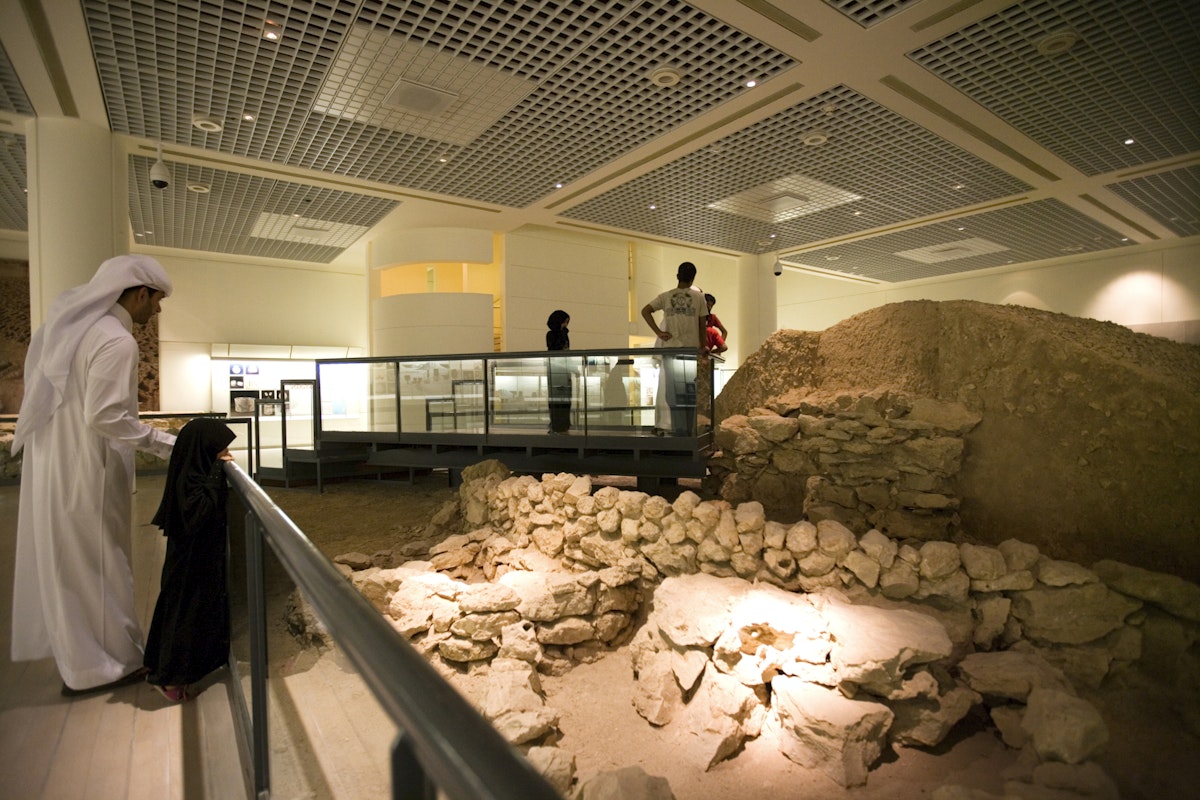 Museum goers inside the purpose-built Bahrain National Museum which covers 6,000 years of Bahrain's history.
