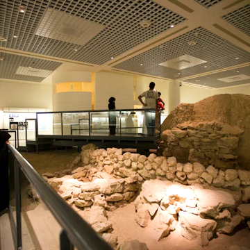 Museum goers inside the purpose-built Bahrain National Museum which covers 6,000 years of Bahrain's history.