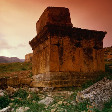 One of the striking tombs in the necropolis at Hierapolis.