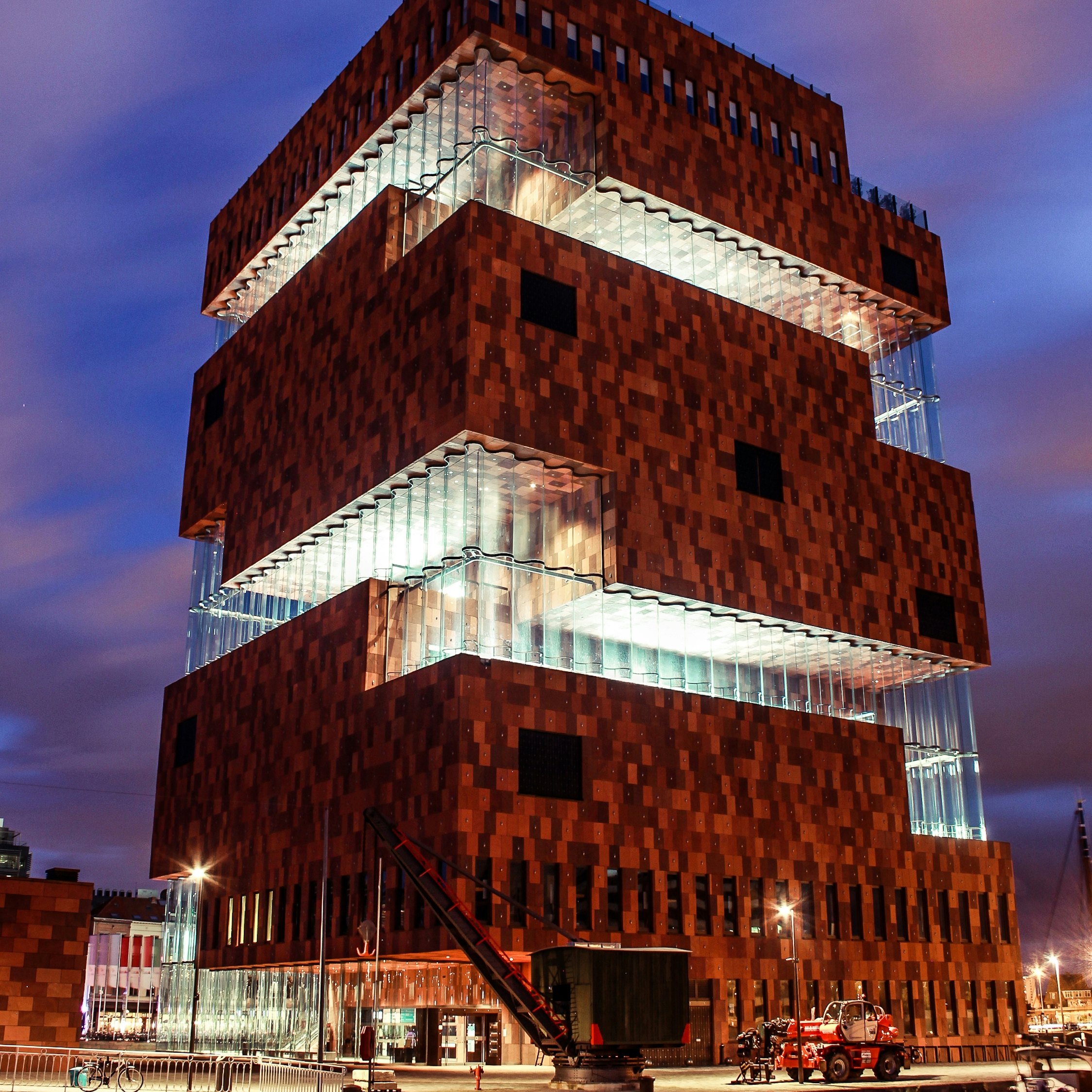 500px Photo ID: 83525221 - The MAS ( museum ) in Antwerp, Belgium. It has an observation deck on the 10th floor witch you can visit every day for free until midnight in the summer and 10 in the winter. It gives you a great view over Antwerp city and its harbour.