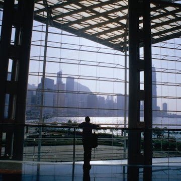 View from the Hong Kong Convention and Exhibition Centre, Wan Chai, looking towards Hong Kong Island.