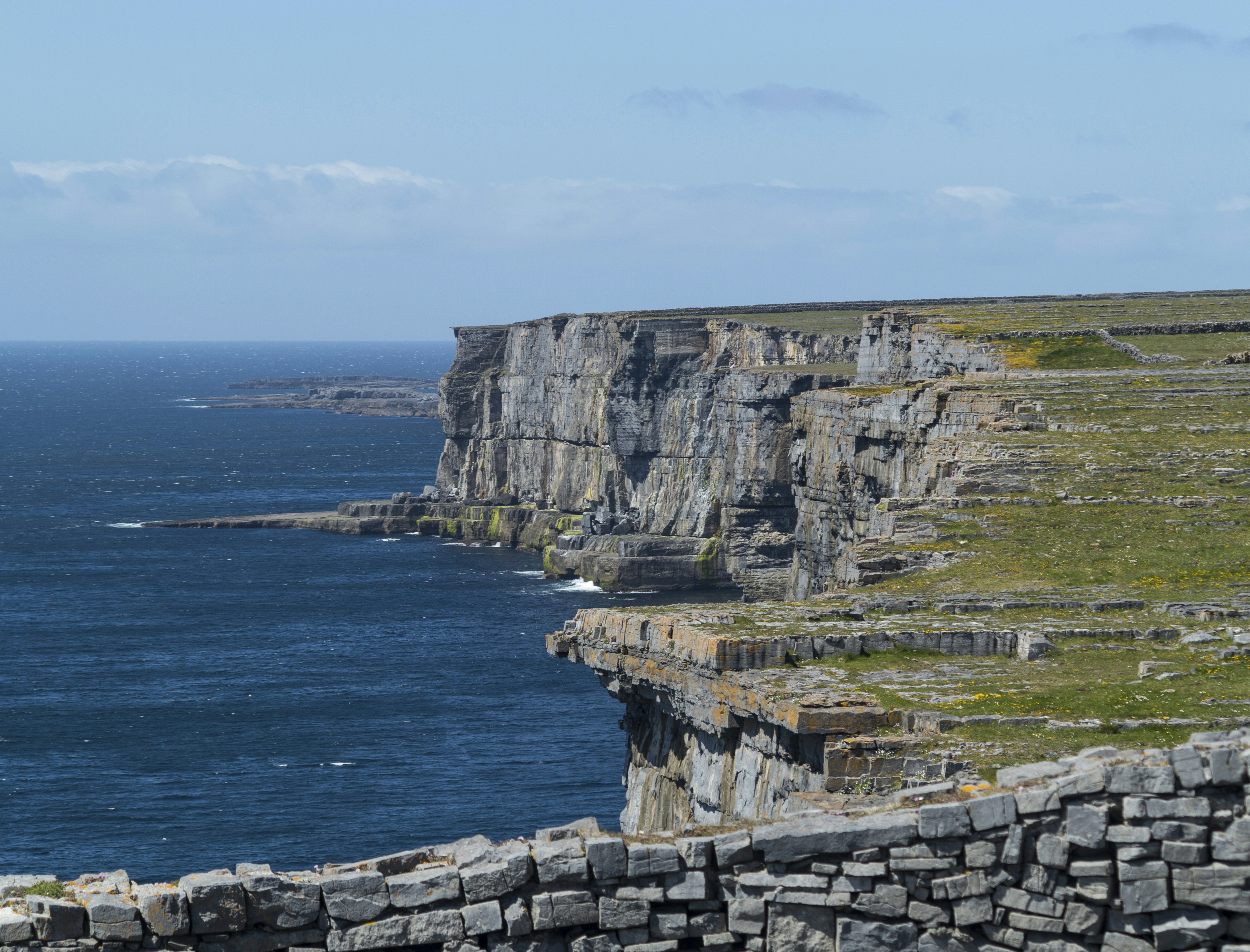 Stone wall at Dun Aonghasa Aran Islands