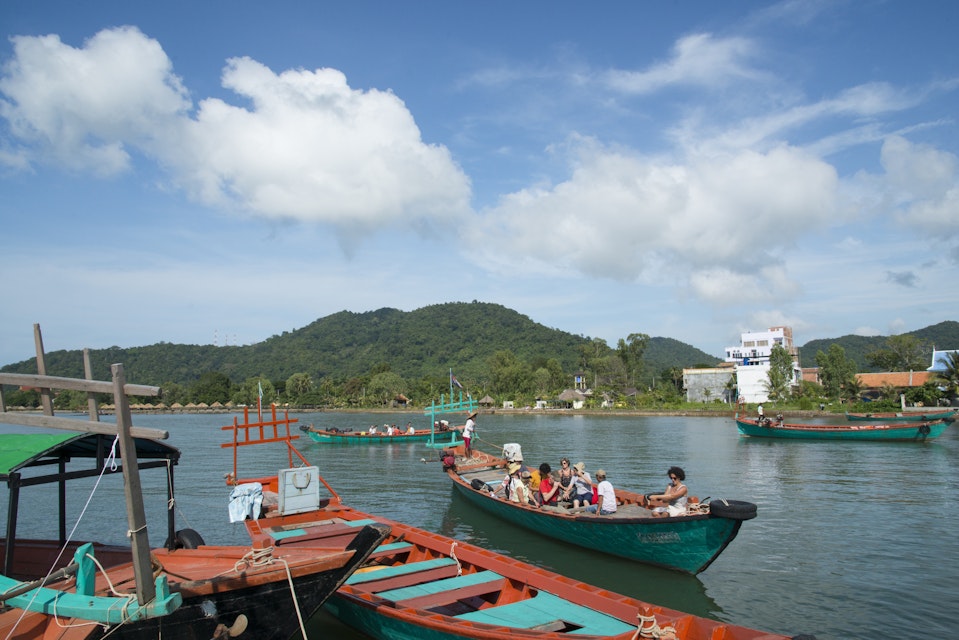 Boats to Rabbit Island. Kep. Cambodia.
