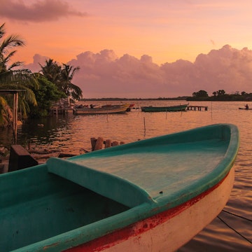 The sun rises and illuminates Pearl Lagoon's shoreline. This creole community is one of the main ports in Caribbean Nicaragua.