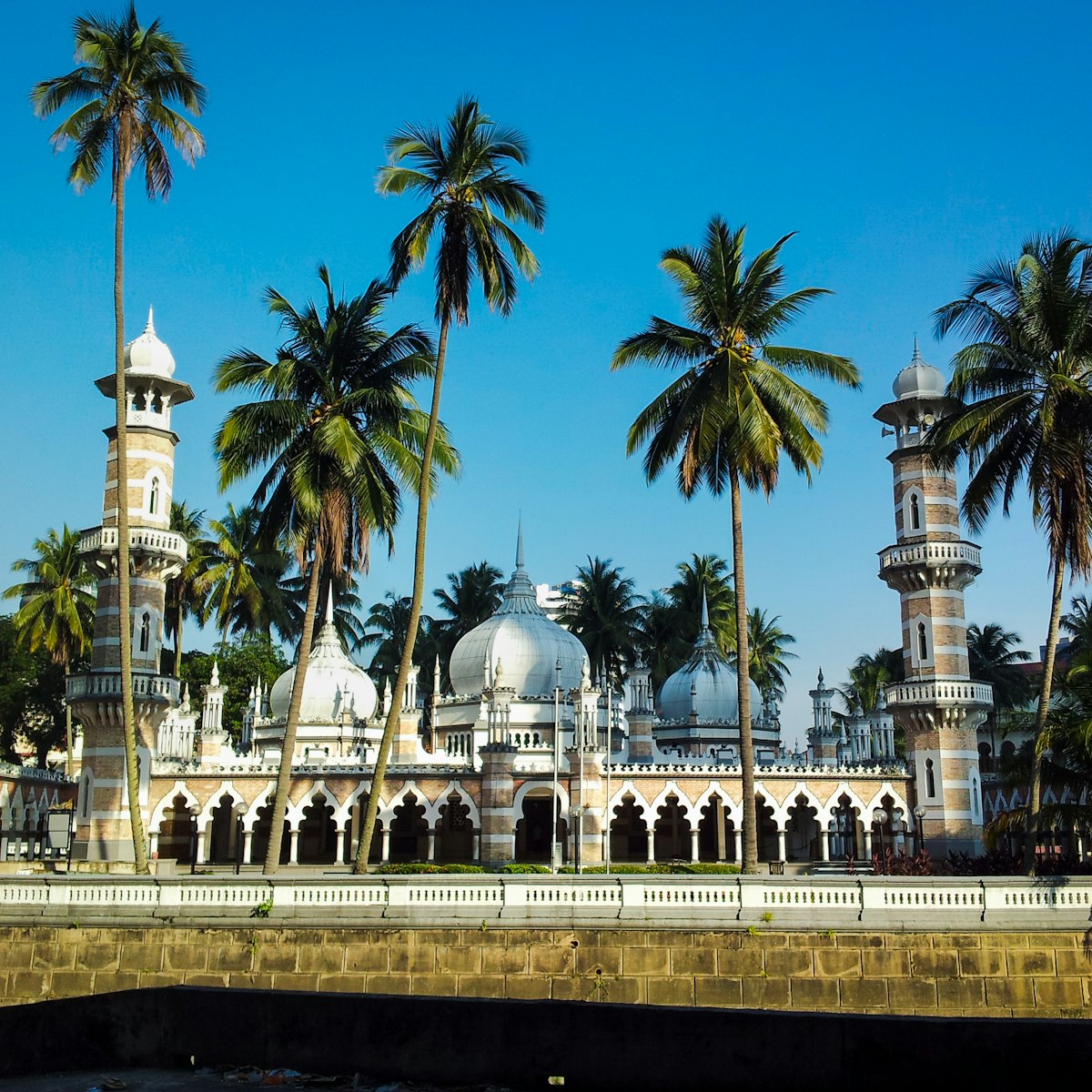 [UNVERIFIED CONTENT] Masjid Jamek is the oldest mosque in Kuala Lumpur. It is located at the confluence of the Klang and Gombak river. It was built in 1907 and officially open by the then Sultan Selangor in 1909.