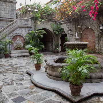 MANILA, PHILIPPINES - 2014/03/11: Casa Manila Courtyard and Fountain - Casa Manila is housed in a Spanish era building that shows the colonial lifestyle during the Spanish colonial period of the Philippines. Casa Manila is an imposing stone structure circa 1850, one of the grand houses in Barrio San Luis of Intramuros and across the street from San Agustin church. (Photo by John S Lander/LightRocket via Getty Images)