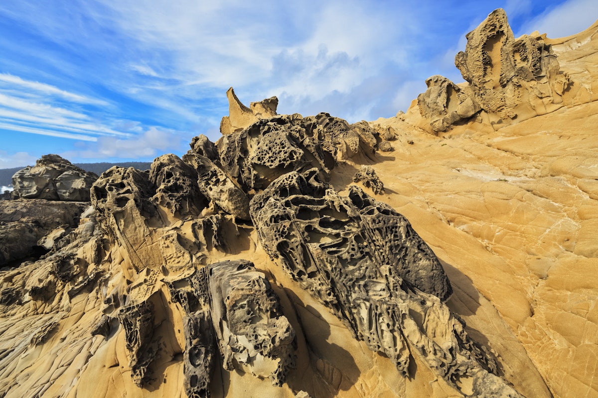 USA, California, alt Point State Park, Gerstel Cove, Sandstone Formation, Tafone