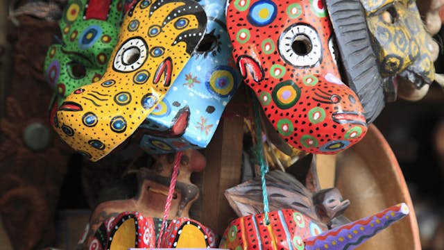 Masks, Handicraft Market, Antigua, Guatemala, Central America