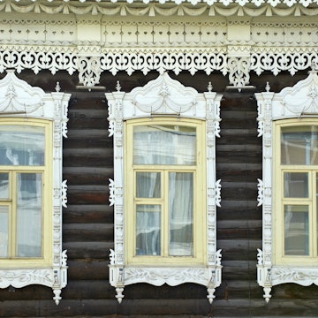 Wooden architecture, Tomsk, Tomsk Federation, Siberia, Russia, Eurasia