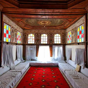 Gjirokastra, World Heritage, Zekate House, traditional house, room, wall paintings, ornaments, Albania