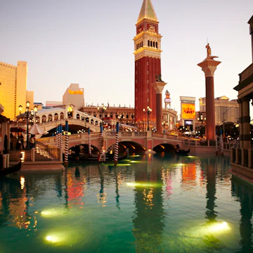 Replica Bridge of Sighs over canal at Venetian Hotel.