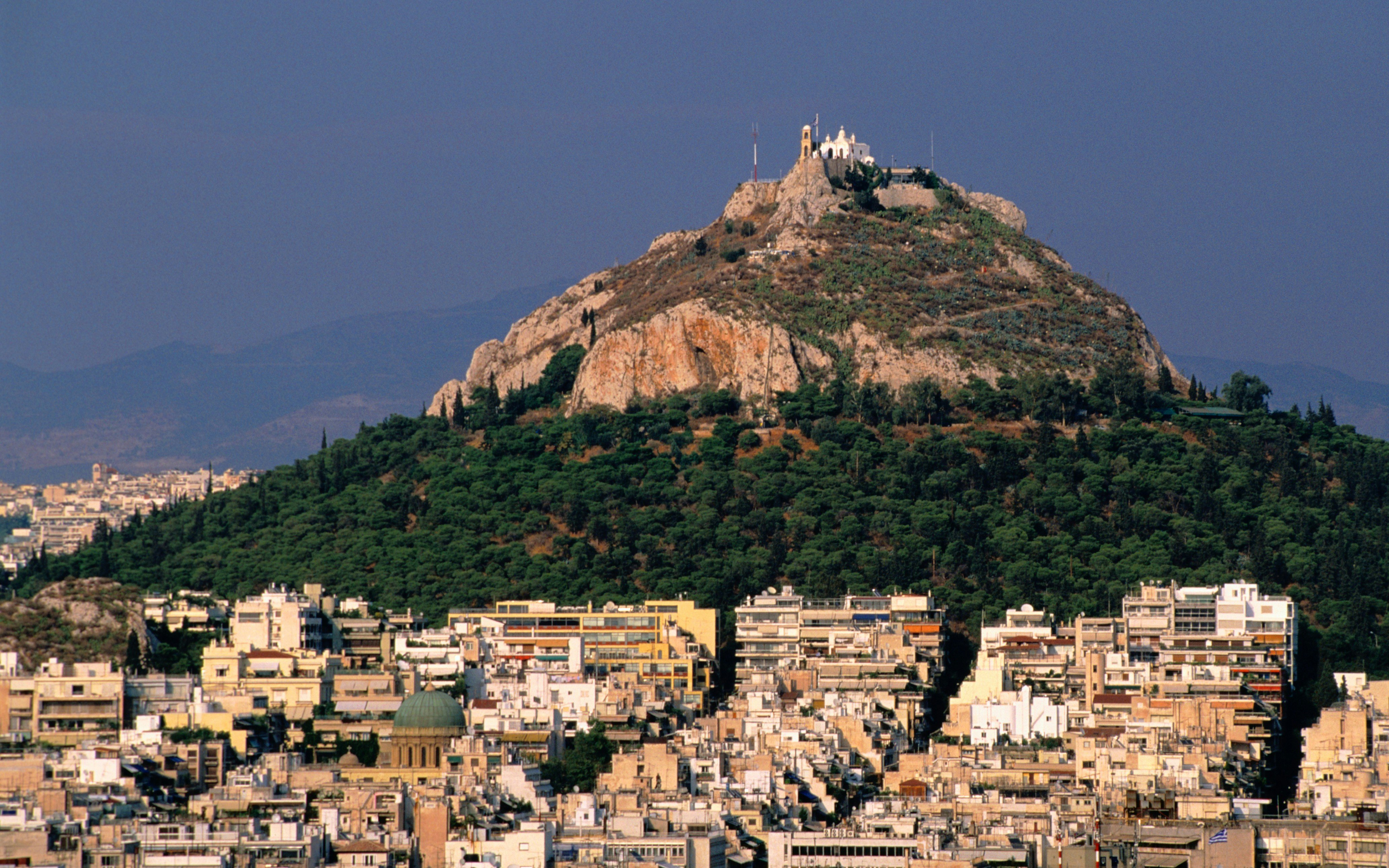 Lykavittos Hill and Athens urban sprawl viewed from the Acropolis.