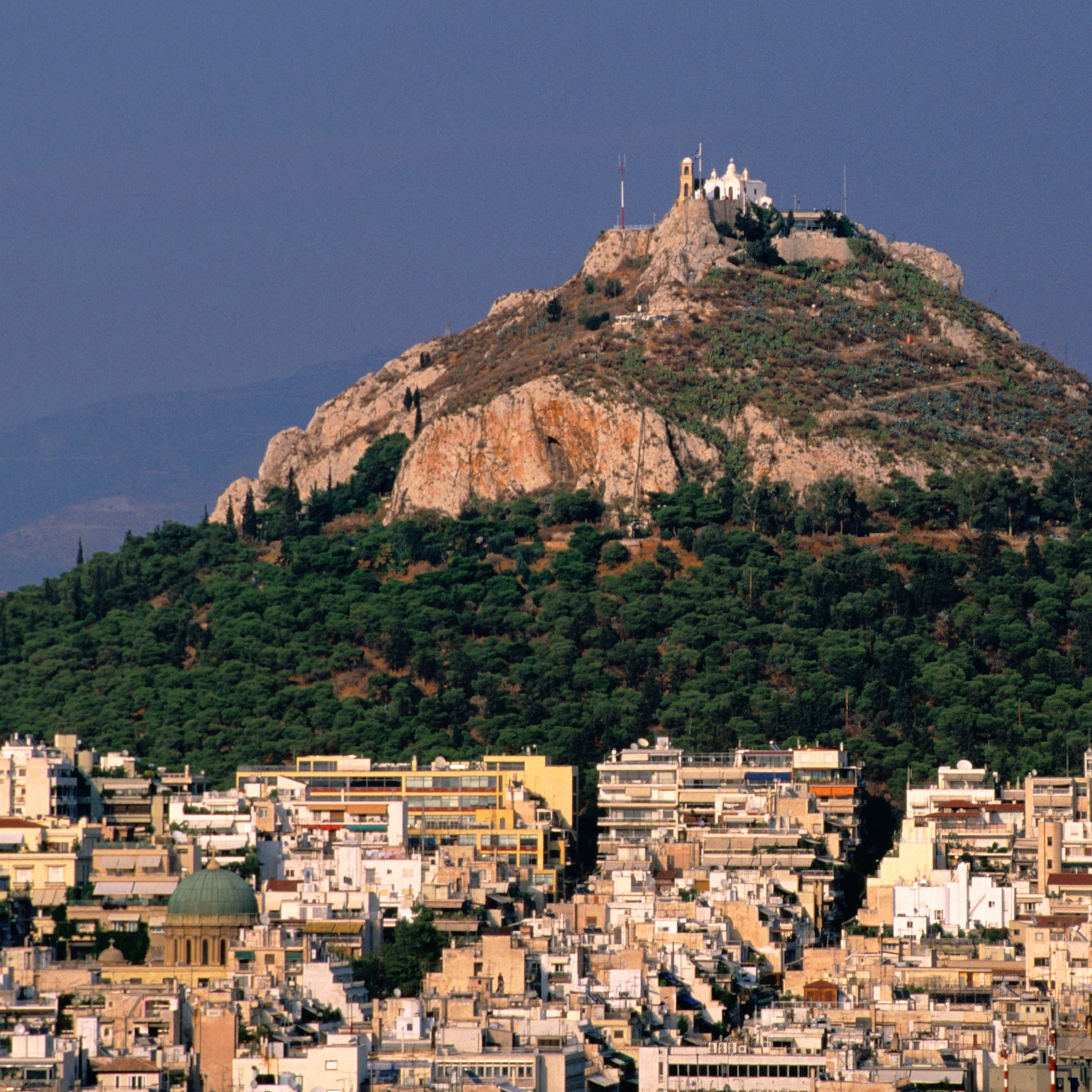 Lykavittos Hill and Athens urban sprawl viewed from the Acropolis.
