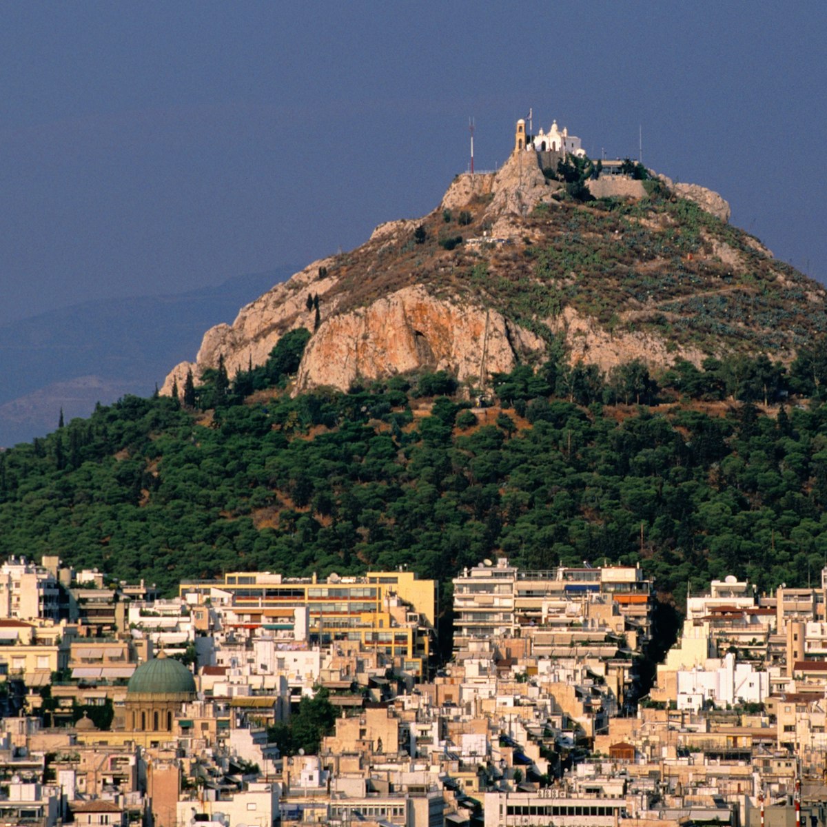 Lykavittos Hill and Athens urban sprawl viewed from the Acropolis.
