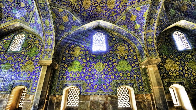 Imam Mosque at Naqhsh-e Jahan Square in Isfahan, Iran. Imam mosque is known as Shah Mosque. Its construction finished in 1629.; Shutterstock ID 92388088; Your name (First / Last): Lauren Keith; GL account no.: 65050; Netsuite department name: Online Editorial; Full Product or Project name including edition: Middle East Online Highlights Update