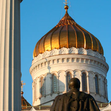 Statue of Tsar Alexander II at Cathedral of Christ the Saviour.