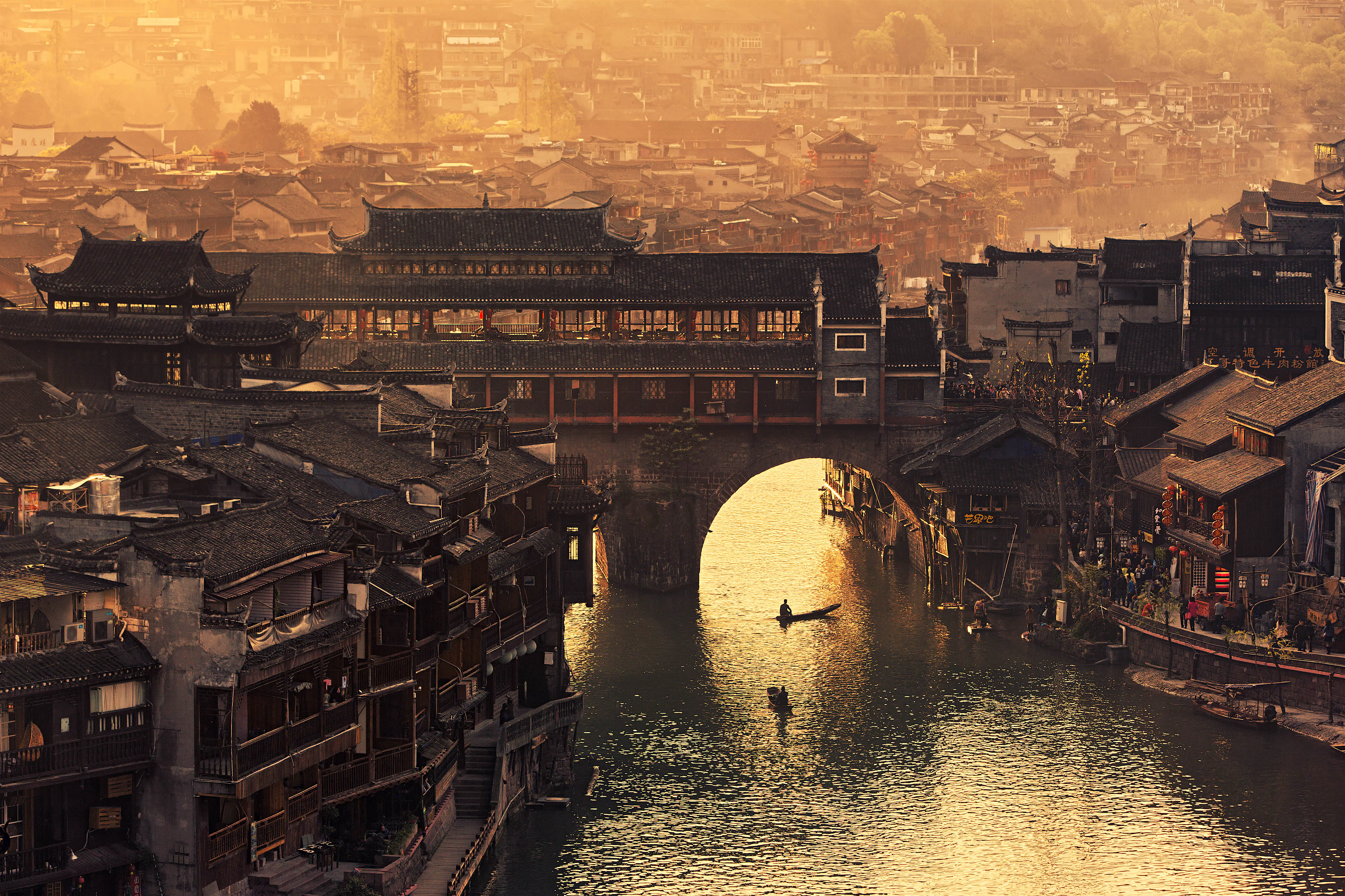 Asia is dawn over an ancient canal