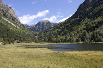 Lake in Aiguestortes i Estany de Sant Maurici National Park in the Pyrenees.