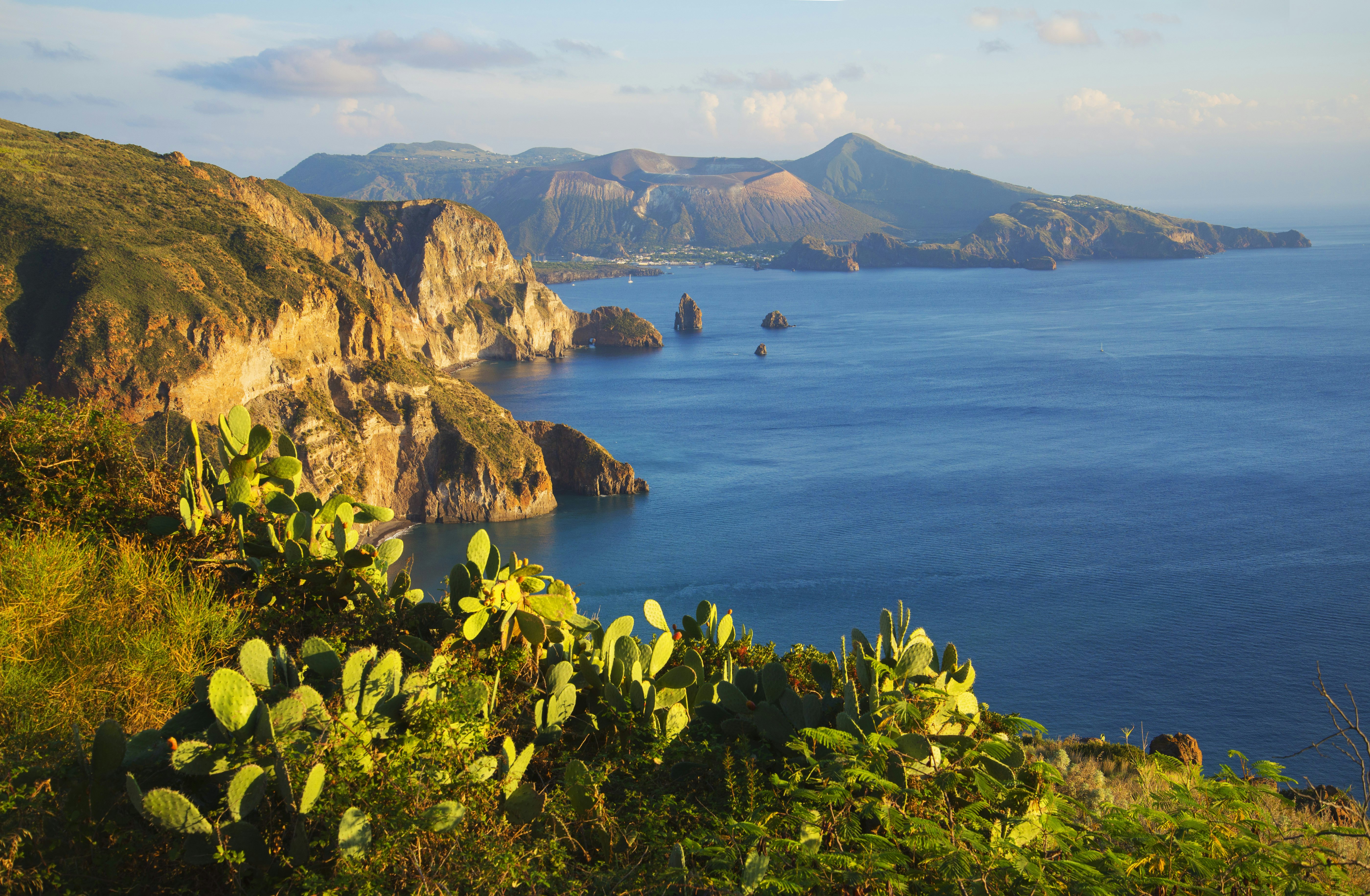 View from Belvedere Quattrocchi, Lipari, Aeolian Islands, UNESCO World Heritage Site, Sicily, Italy, Mediterranean, Europe