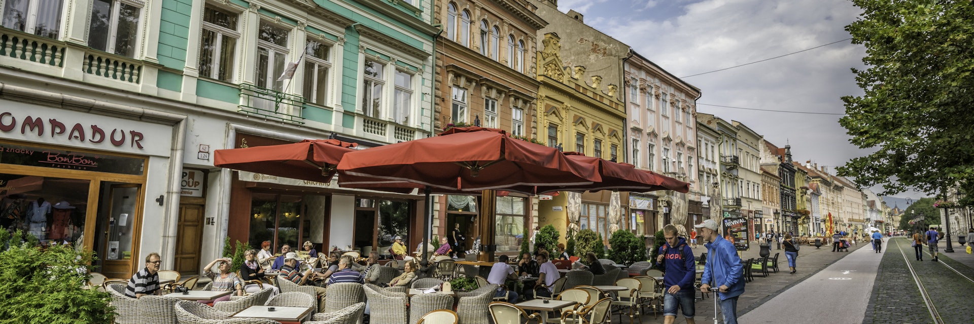 Sidewalk cafe at Hlavne namestie, Kosice, Slovakia