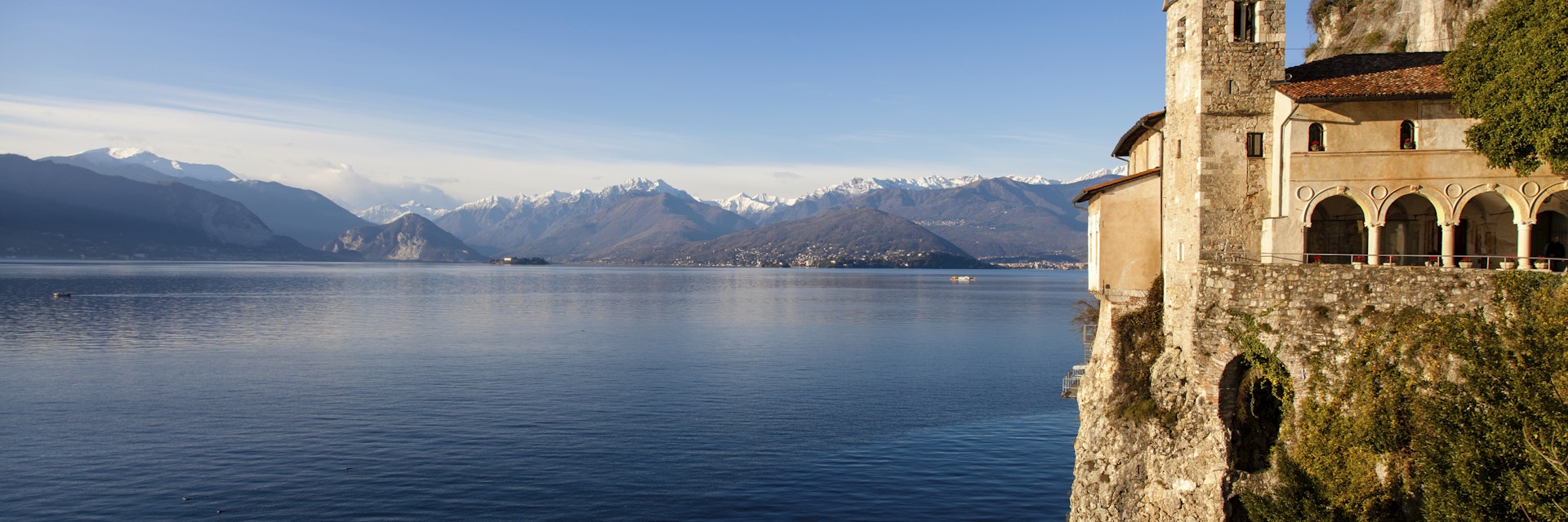 Eremo di Santa Caterina del Sasso panorama. Color image