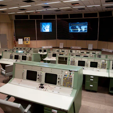 Apollo Era Mission Control Center, NASA Space Center Houston, Johnson Space Center.