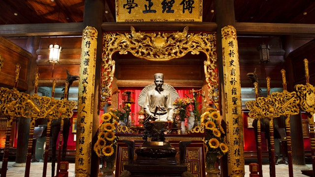 Interior of the Temple of Literature, known locally as Van Mieu, home to the shrine to Confucius named Van Mieu.