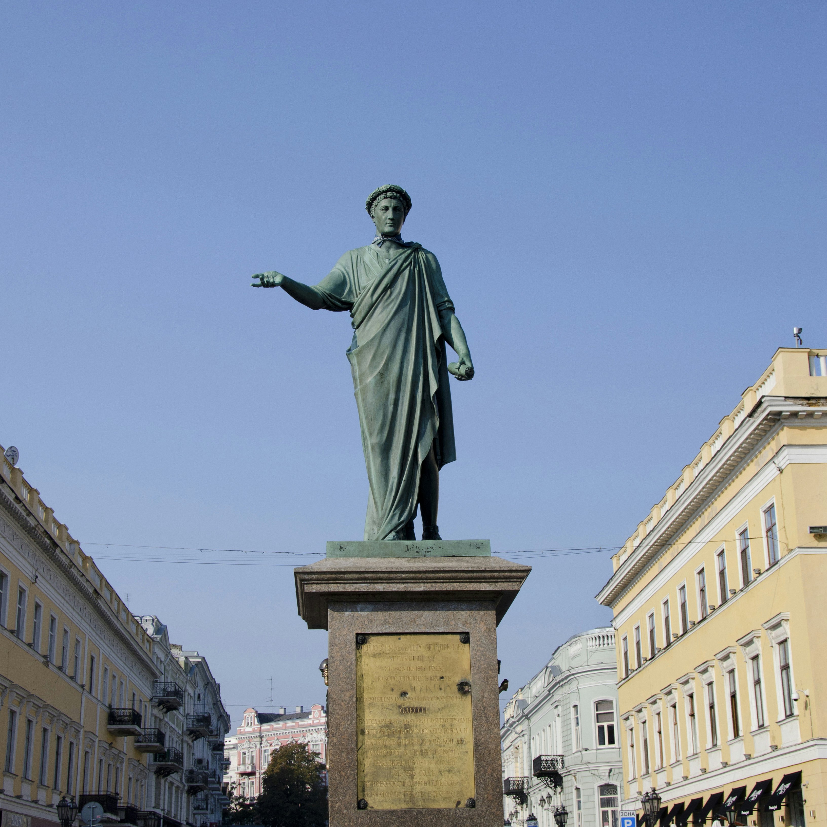 Ukraine, Odessa. Primorsky Boulevard, statue of Duke de Richelieu.