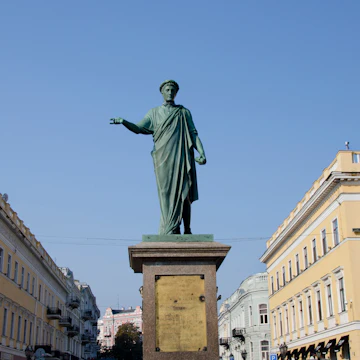 Ukraine, Odessa. Primorsky Boulevard, statue of Duke de Richelieu.
