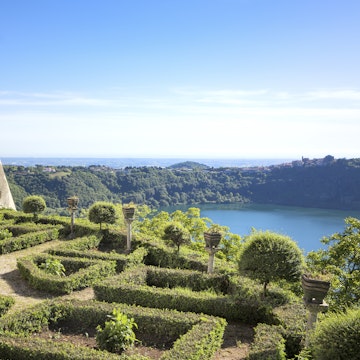 Formal Garden and Lake Nemi south of Rome, Lazio Italy