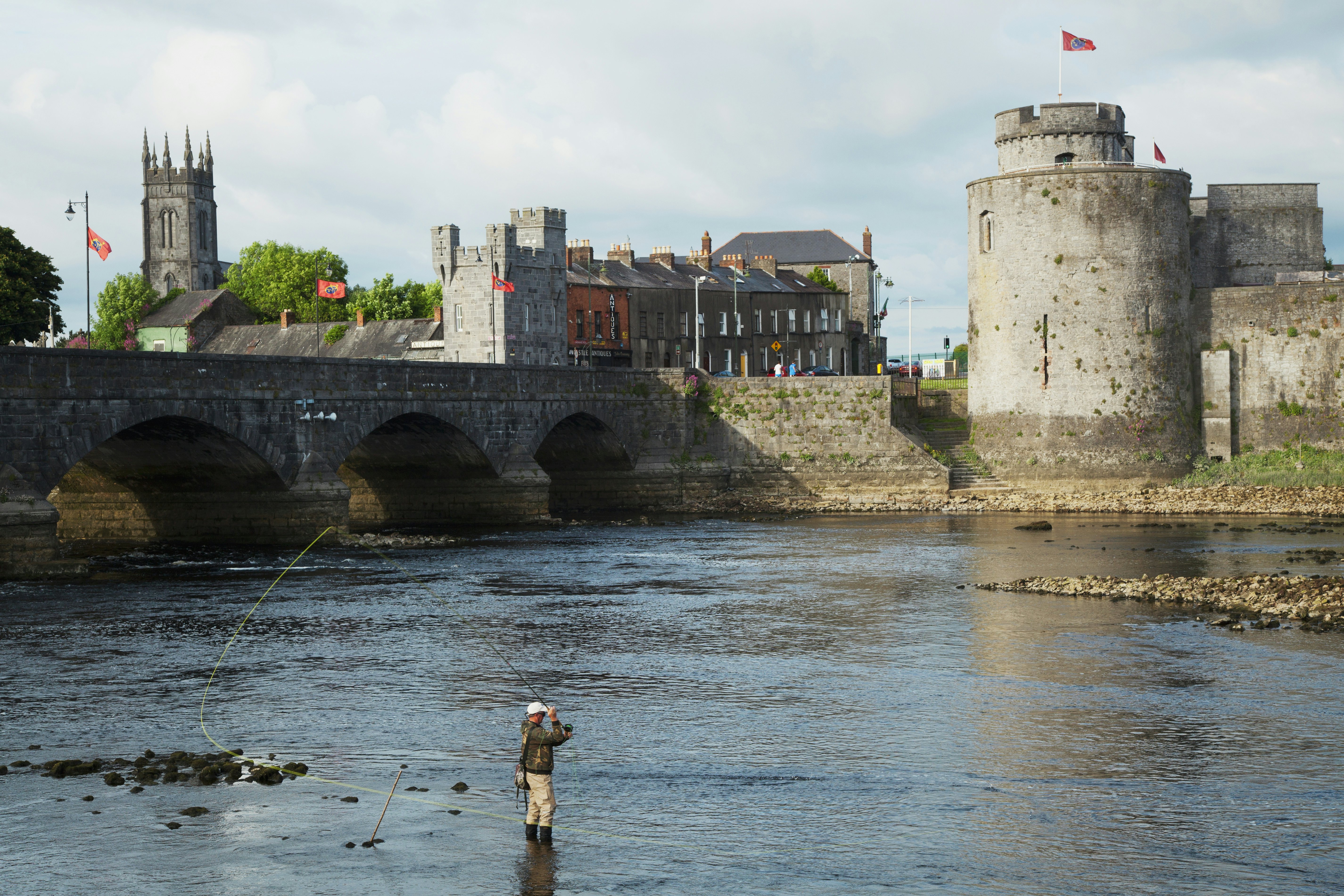 Shannon River with Thomond Bridge and King Johns Castle